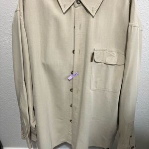 Men’s “Weatherproof” Taupe Shirt LS/L with Airflow Back Panel - Cleaner Tab